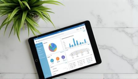 Modern software dashboard interface on a tablet screen