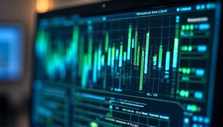 Data charts showing financial growth and ROI stats